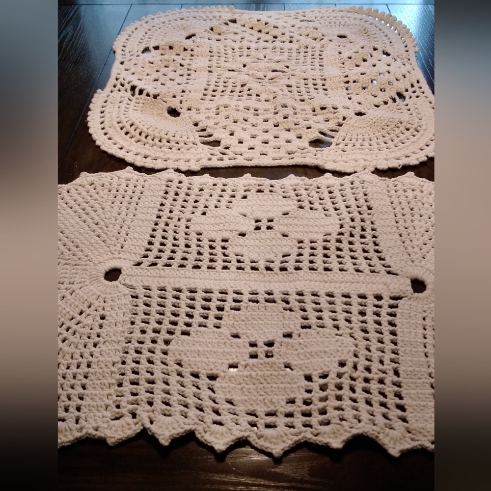 Thick Crochet Table Runners Lot of 2